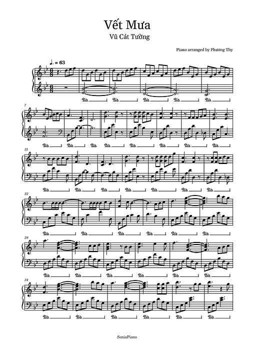Vết Mưa Piano Sheet